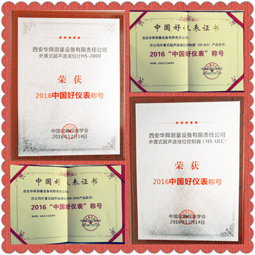 2016中国好仪表荣誉证书