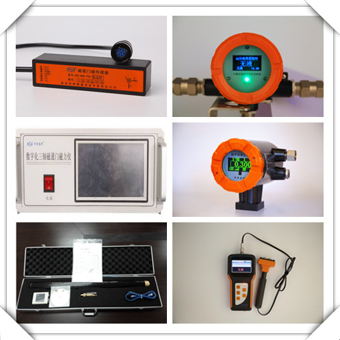产品展示(左侧为弱磁测量系列产品,右侧为非接触液位测量产品)