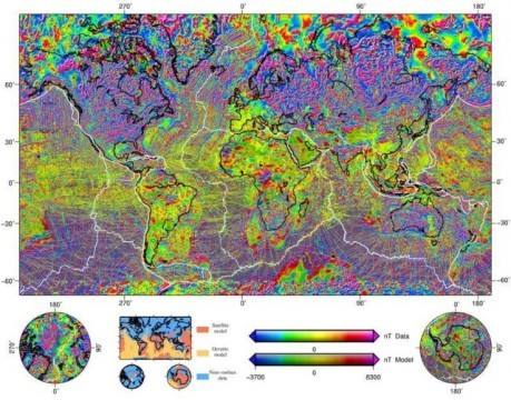 全球地磁异常分布图